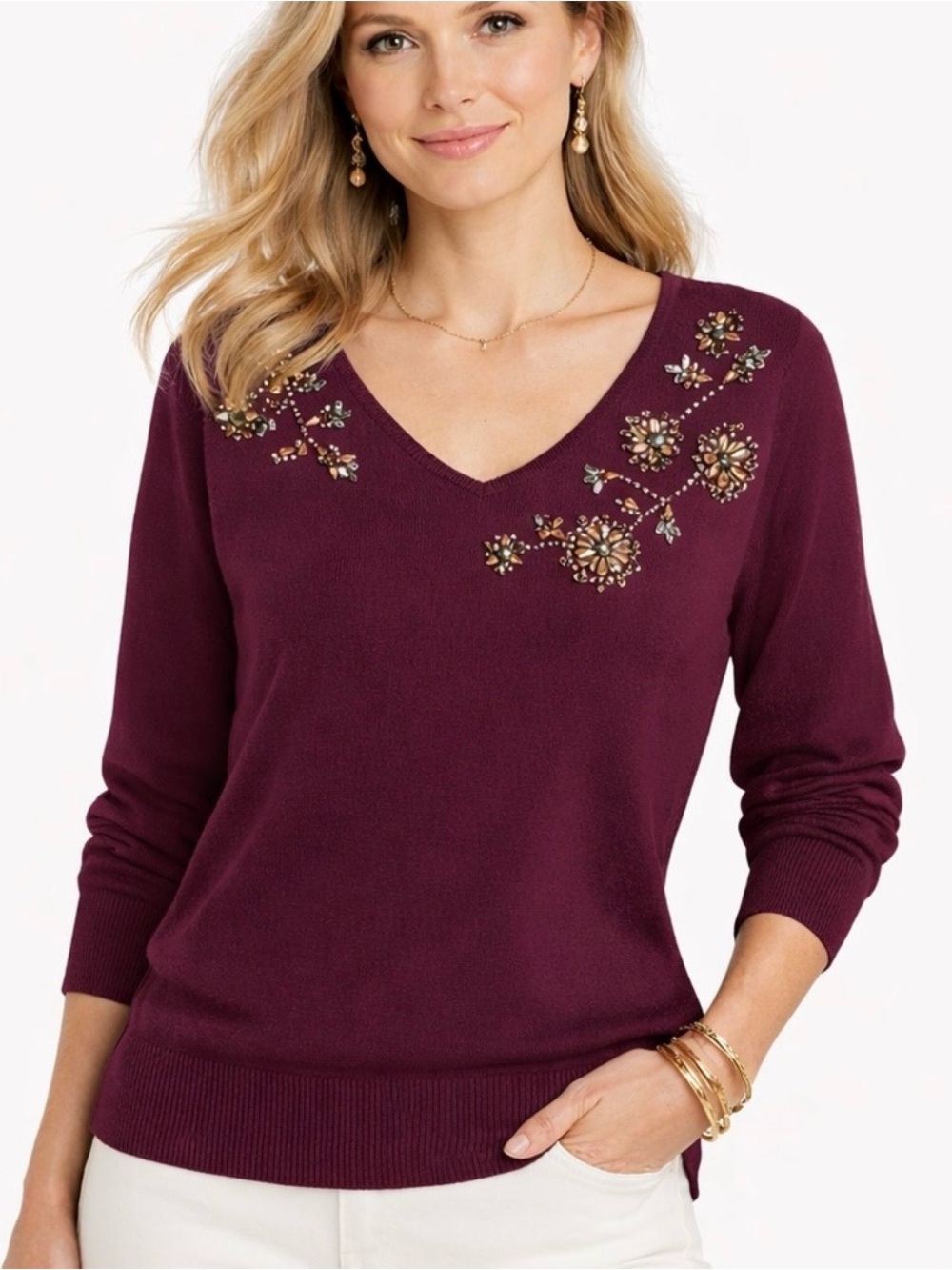 Chico's Rich Burgundy Knit Top